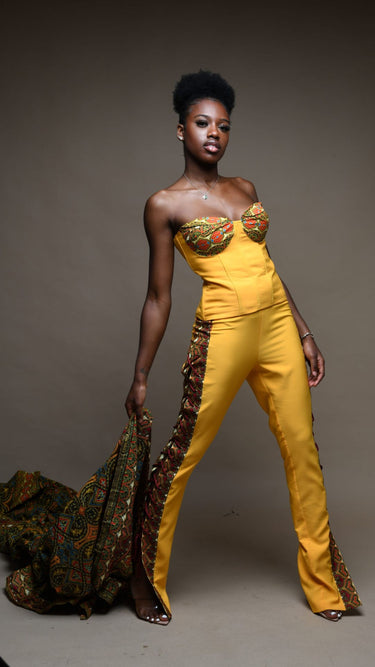 CELESTIAL Haniah Ankara Trimmed Yellow Basque